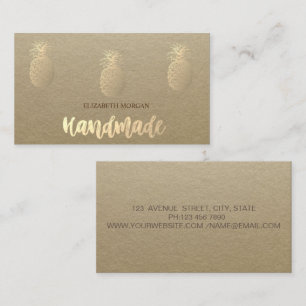 Rustikal, Kraft, Gold Ananas handgefertigt Visitenkarte