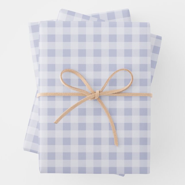 Rustikal kühle Periwinkle-Grau-Gingham Geschenkpapier Set (Beispiel)