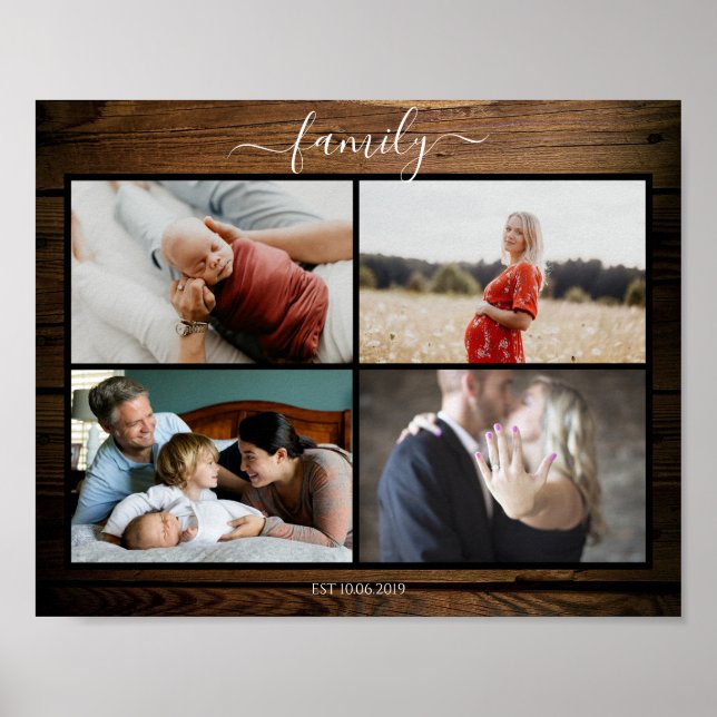 Rustikal Kundenspezifisches Familie Foto Poster (Vorne)