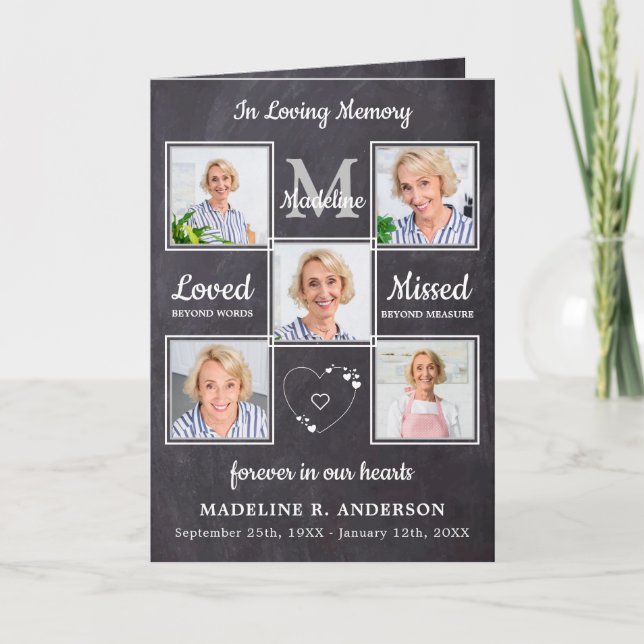 Rustikal liebende Erinnerung 5 Fotos Gedenkfeier Programm (Vorderseite)