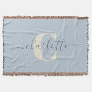 Rustikal Light Blue Personalisiert Name Mit Monogr Decke