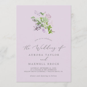 Rustikal Lilac   Lavender Simple Wedding Einladung