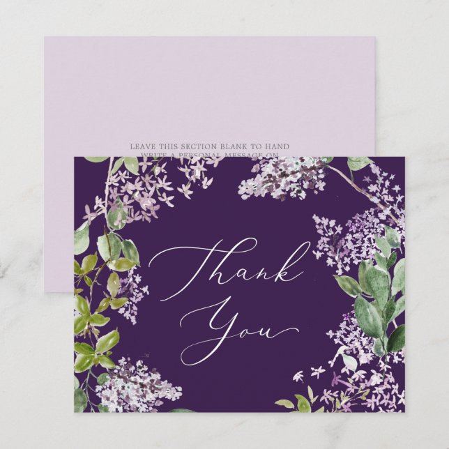 Rustikal Lilac | Lila Dankeschön-Karte Dankeskarte (Vorne/Hinten)