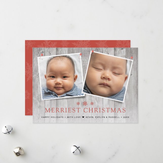 Rustikal Merriest Weihnachten 2 Fotos (Vorderseite/Rückseite Beispiel)