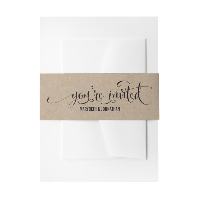 Rustikal modern machen wir Hochzeitkrampf Look Bly Einladungsbanderole (Vorderseite Beispiel)
