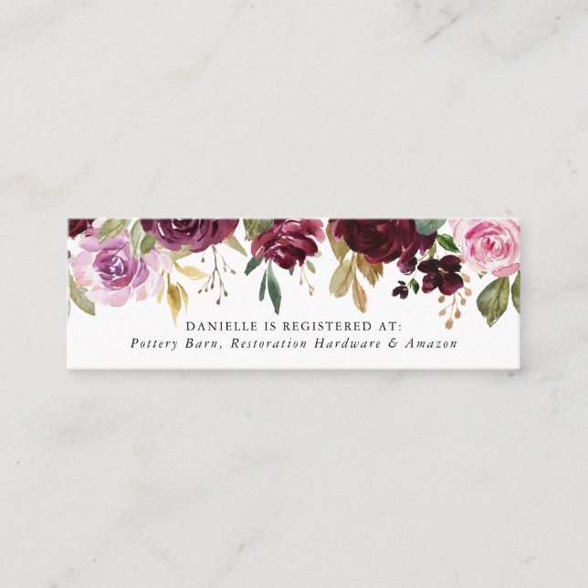 Rustikal Moody Floral | Bridal Registry Cards Mini Visitenkarte (Vorderseite)