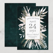 Rustikal moody Green Botanicals Save the Date