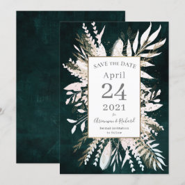 Rustikal moody Green Botanicals Save the Date Einladung