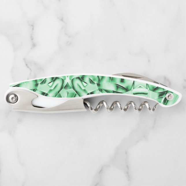 Rustikal oder nicht, weißgrüne, bizarre Schnittwun Kellnermesser (Vorderseite)