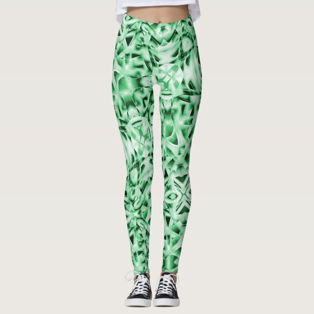 Rustikal oder nicht, weißgrüne, bizarre Schnittwun Leggings (Vorderseite)