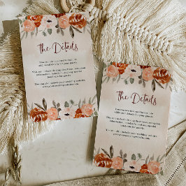 Rustikal Orange Boho | Watercolor Wedding Details Begleitkarte