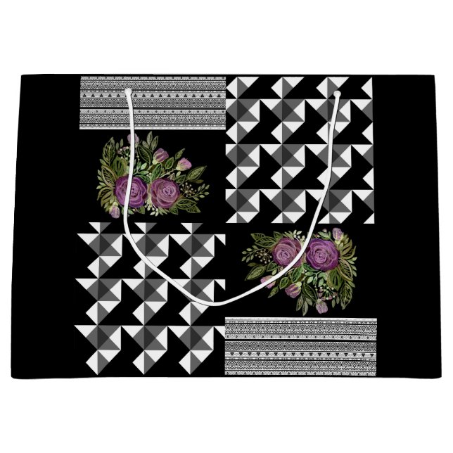 Rustikal, Patchwork, Rose Große Geschenktüte (Vorderseite)
