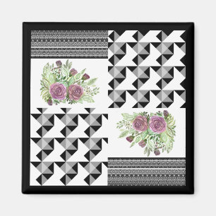 Rustikal, Patchwork, Rose Magnet