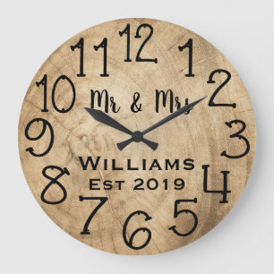 Rustikal personalisiertes braunes Holz individuell Große Wanduhr