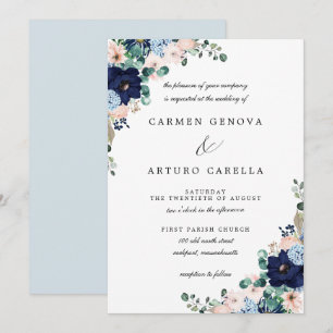 Rustikal Pink Blue Eukalyptus Floral Wedding Einla Einladung