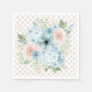 Rustikal Pink Blue Floral Polka Dot Napkins Serviette