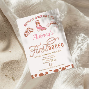 Rustikal Pink Boot Cowgirl First Rodeo 1. Geburtst Einladung