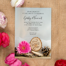 Rustikal Pink Gerber Daisy Woodland Engagement Par Einladung