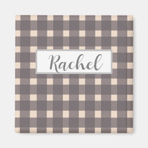 Rustikal Pink Gray Gingham Magnet