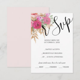 Rustikal Pink Pampas Wasserfarbe Handgestrichen RSVP Karte