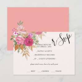 Rustikal Pink Pampas Wasserfarbe Handgestrichen RSVP Karte