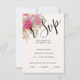 Rustikal Pink Pampas Wasserfarbe Handgestrichen RSVP Karte