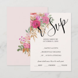 Rustikal Pink Pampas Wasserfarbe Handgestrichen RSVP Karte