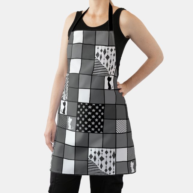Rustikal, populär, schwarz und weiß, Patchwork, Si Schürze (InSitu)