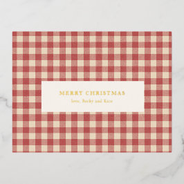 Rustikal Red Gingham Moderne Weihnachten Folien Feiertagspostkarte