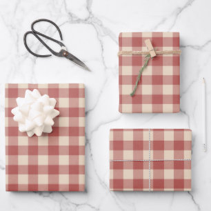 Rustikal Red Gingham Moderne Weihnachten Geschenkpapier Set