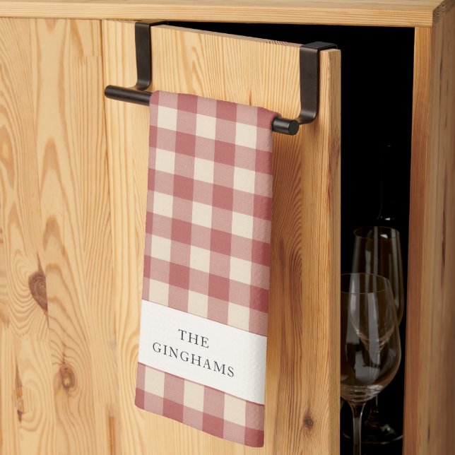 Rustikal Red Gingham Moderne Weihnachten Geschirrtuch (Drittel gefaltet)