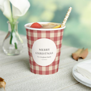 Rustikal Red Gingham Moderne Weihnachten Pappbecher