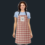Rustikal Red Gingham Moderne Weihnachten Schürze<br><div class="desc">Rustikale Weihnachtszeit-Schürze mit Ihrem Monogramm über ein Vintages Gingham-Muster.</div>