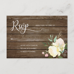 Rustikal-rosa-beige Blumenzange RSVP Karte