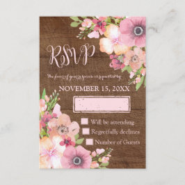 Rustikal rosa Blume Hochzeit RSVP