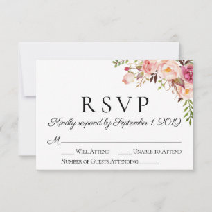 Rustikal rosa Blumenkarten RSVP Karte