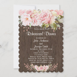 Rustikal rosa Blumenstrauß Probe Abendessen Einladung