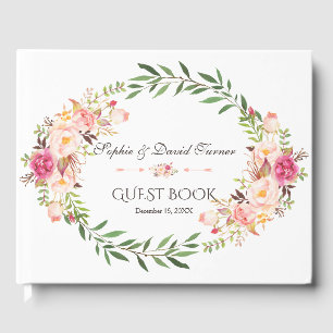 Rustikal rosa Blütenblüte Details zur Hochzeit Gästebuch