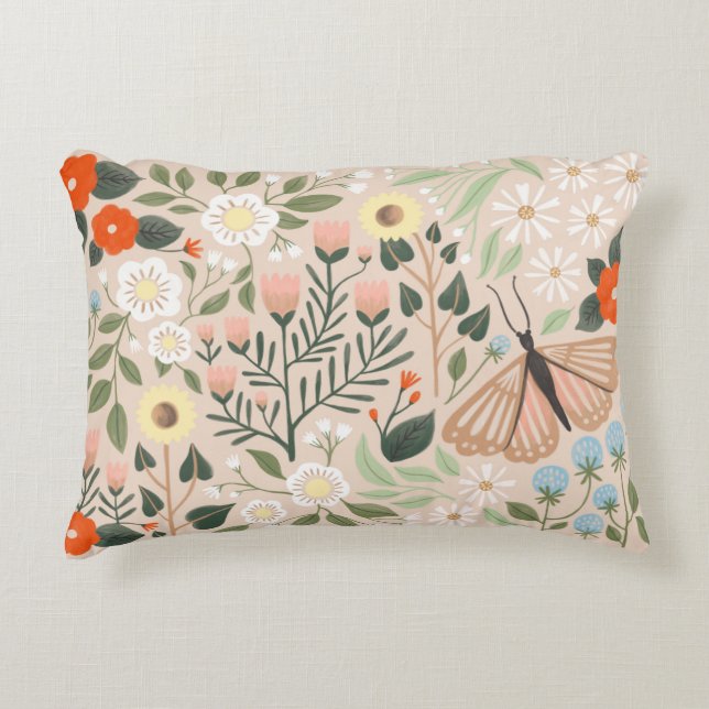 Rustikal rosa braun Boho-Chic Floral Butterfly Kun Dekokissen (Vorderseite)