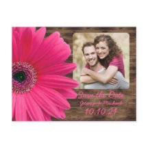 Rustikal rosa Daisy Wood Foto Hochzeit speichern d