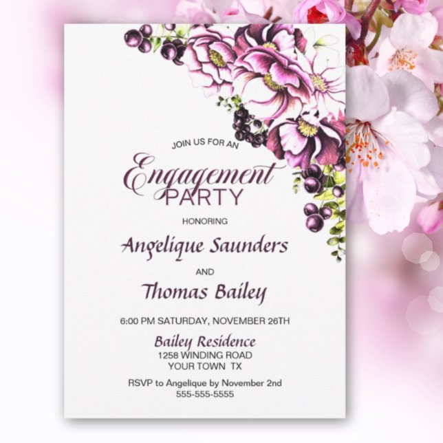 Rustikal rosa florale Beteiligung Partei Einladung (Von Creator hochgeladen)