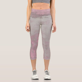 Rustikal Rosa Grau Abstrakt Art Nr. 42 Capri Leggings