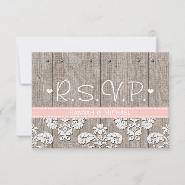 Rustikal rosa Hydrangea Wedding RSVP Response Card Karte (Vorderseite)