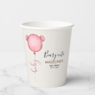 Rustikal rosa Minimalistisch Beary Niedlich Baby D Pappbecher