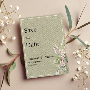 Rustikal rosa Minze botanische Blüte Save the Date Einladung