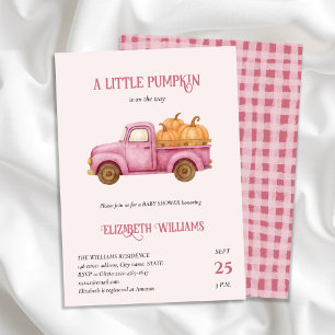 Rustikal rosa Pumpkin Truck Baby Dusche minimalist Einladung