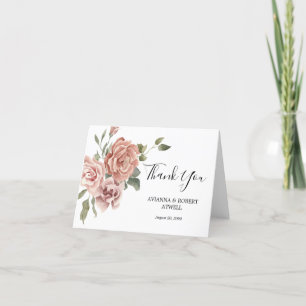 Rustikal rosa Rose Hübsches Schreiben Hochzeit als Dankeskarte