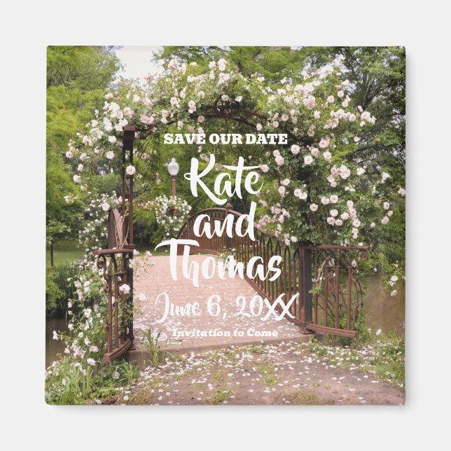 Rustikal rosa Rose Wedding Save the Date Magnet (Vorne)