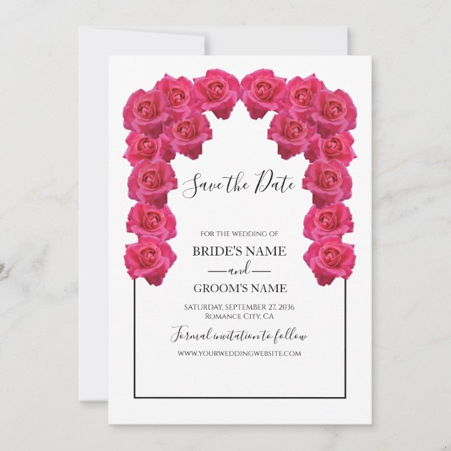 Rustikal rosa Rosen Hochzeit speichern das Datum Save The Date (Vorderseite)