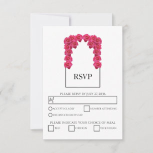 Rustikal rosa Rosen Optionen zum Hochzeitsessen RS RSVP Karte